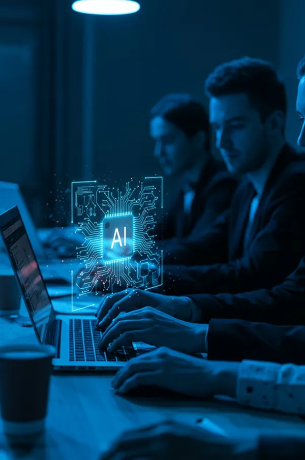 Pessoas estudando com IA